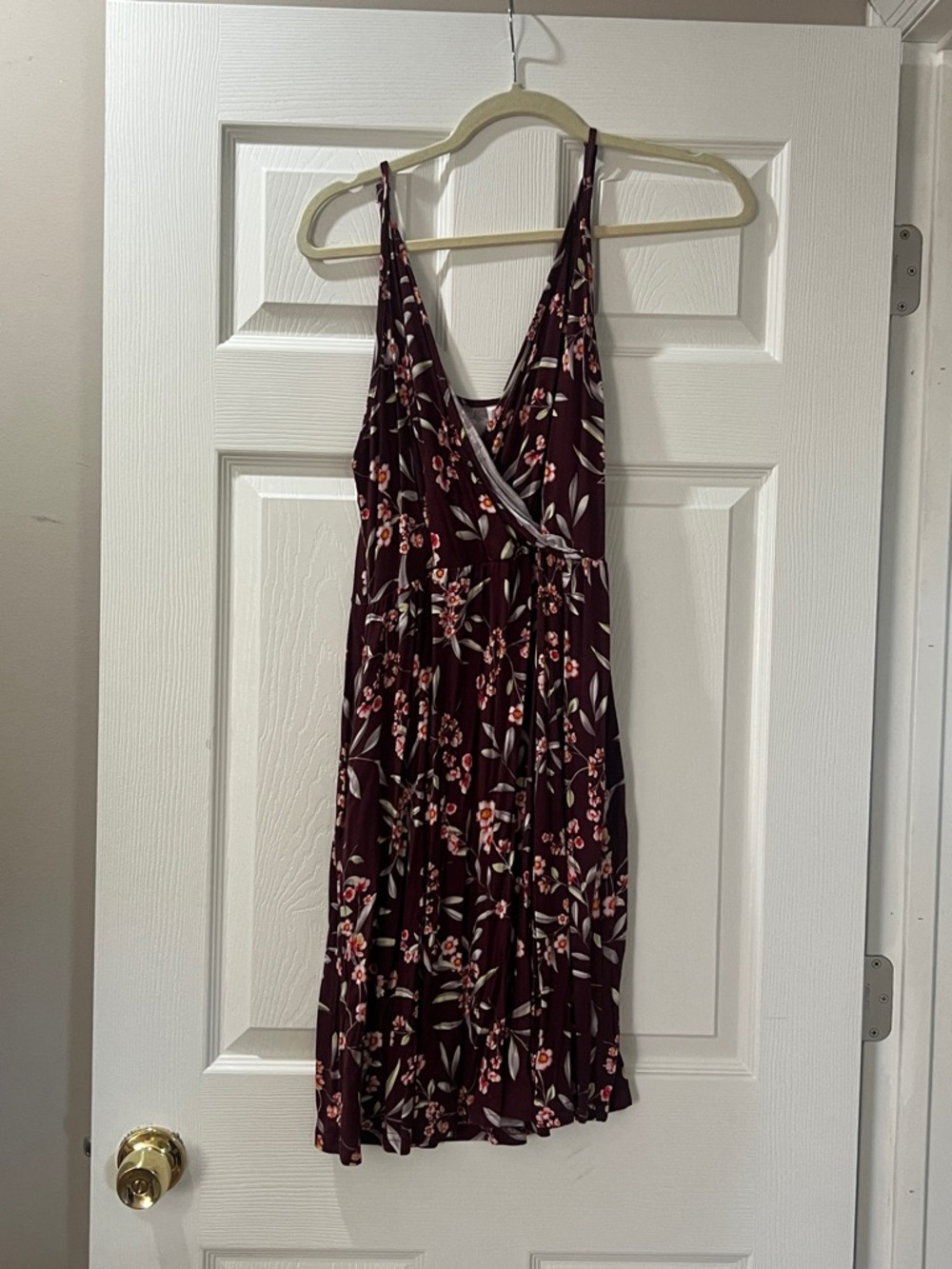 Floral Burgundy V-Neck Sundress